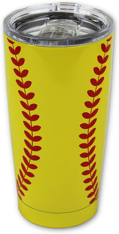 Softball Tumbler Cup 20oz Gift for Mom Men Women, Stainless Steel, Vacuum Insulated, Keeps Water Stay Cold for 24, Hot for 12 hours (20oz, Softball)