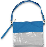 KnitPopShop Clear See Through Clutch Cross-Body Messenger Bag Clear Purse, Football Stadium Approved w Adjustable Strap