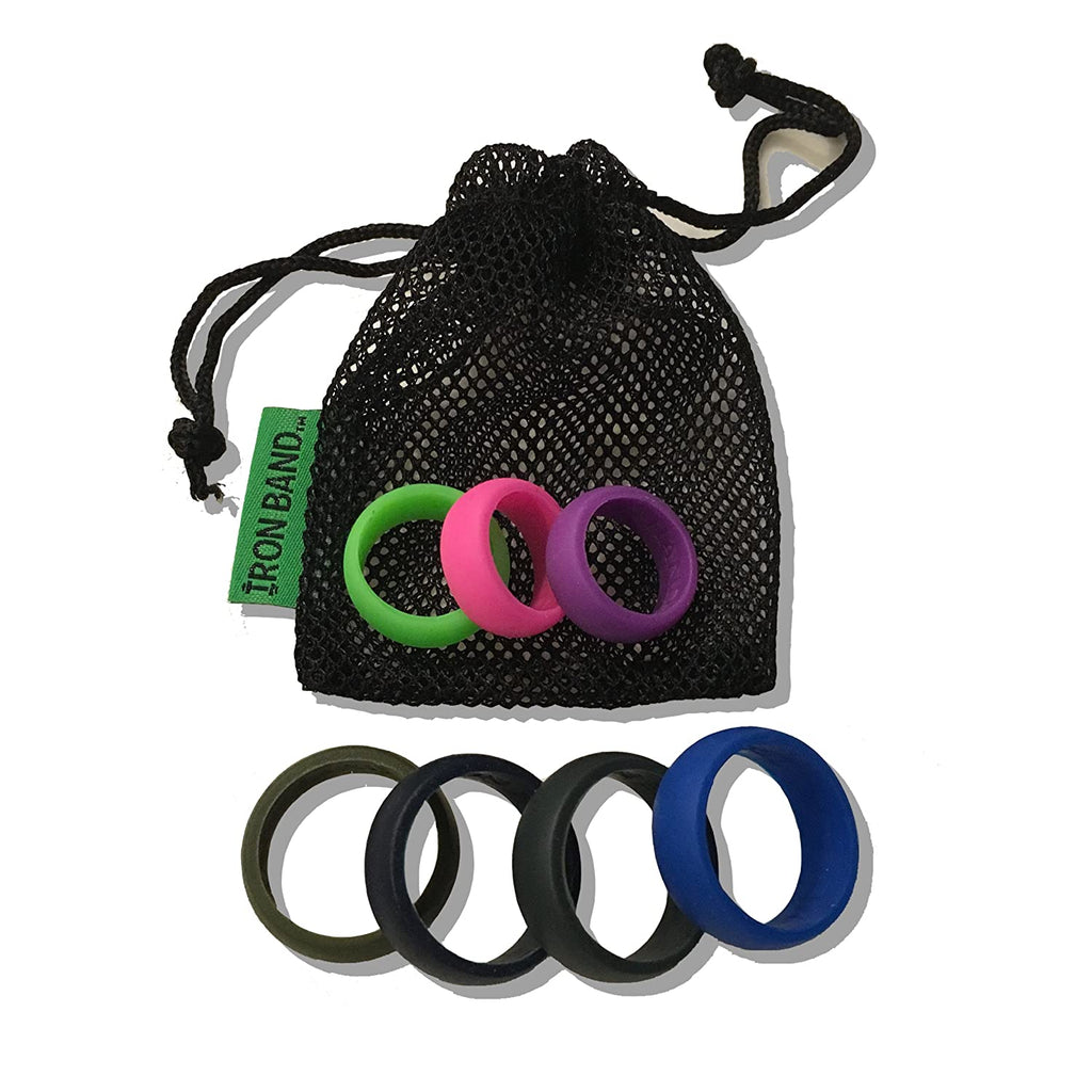 Iron Band Fitness 3 Pack Women Silicone Wedding Ring Lime Green, Pink, Purple