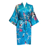 Kimono Silk Bridesmaid Peacock Print Robes