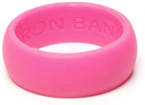 Iron Band Quality Men’s Rubber Silicone Wedding Bands for an Active Lifestyle… (Pink, Small (5-7))