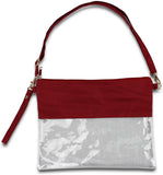 KnitPopShop Clear See Through Clutch Cross-Body Messenger Bag Clear Purse, Football Stadium Approved w Adjustable Strap