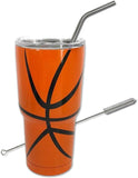 Sports Baseball Softball Soccer Basketball Tumbler Straw Cup with Cleaner