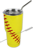 Sports Baseball Softball Soccer Basketball Tumbler Straw Cup with Cleaner