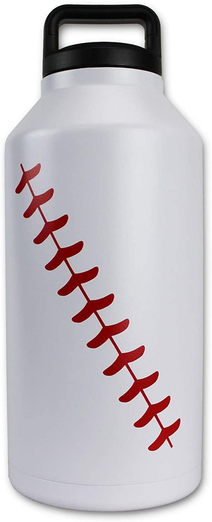 Urbanifi Water Bottle Baseball Softball 64 OZ Jug Cup Gift for Mom Men Flask Sports Travel Waterbottle, Stainless Steel, Vacuum Insulated Tumbler, Keeps Water Cold for 24, Hot for 12 hours (Baseball)