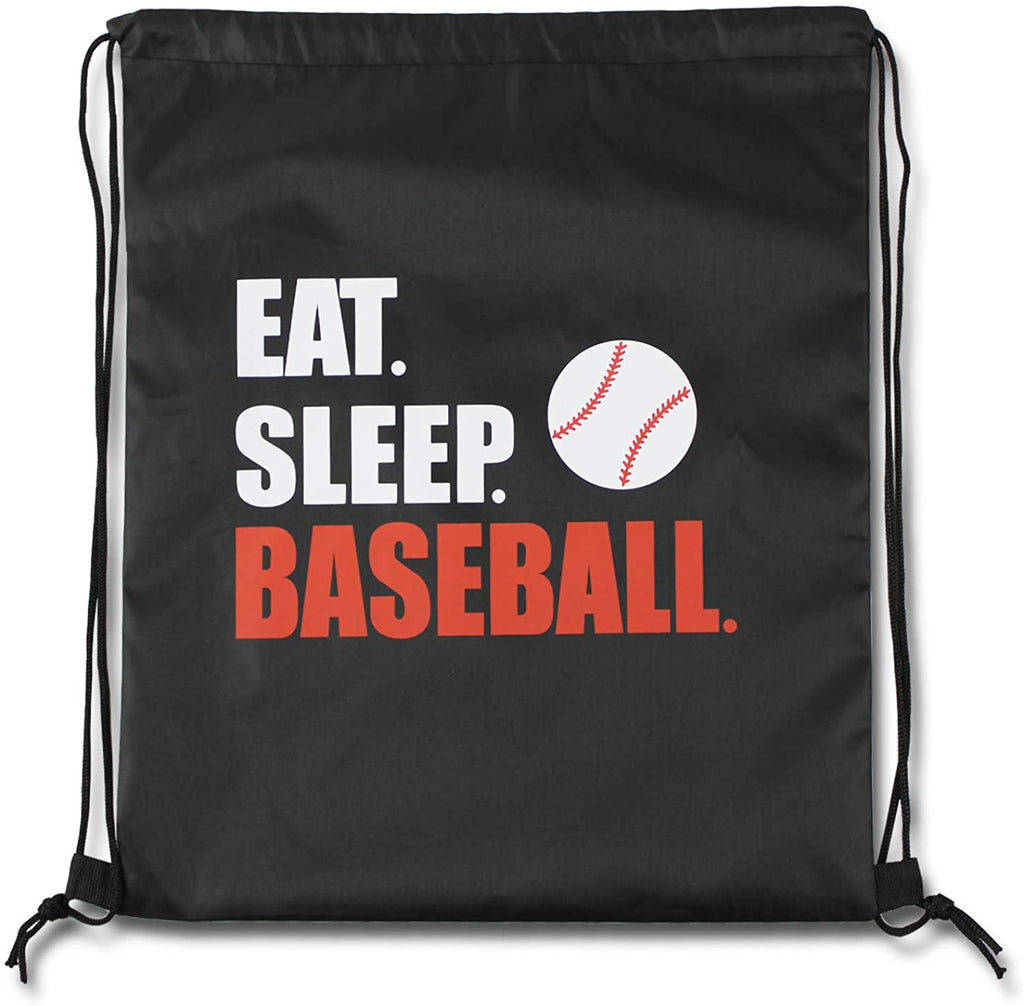 Knitpopshop Eat Sleep Baseball Softball Drawstring Tote Bag Black Mom Coach Dad Players Beach Travel Gift