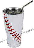 Sports Baseball Softball Soccer Basketball Tumbler Straw Cup with Cleaner