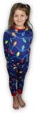 Knitpopshop Matching Family Christmas Lights Pajama Pjs Holiday Set, Kids, Adults, Womens, Mens Custom Red Blue Green