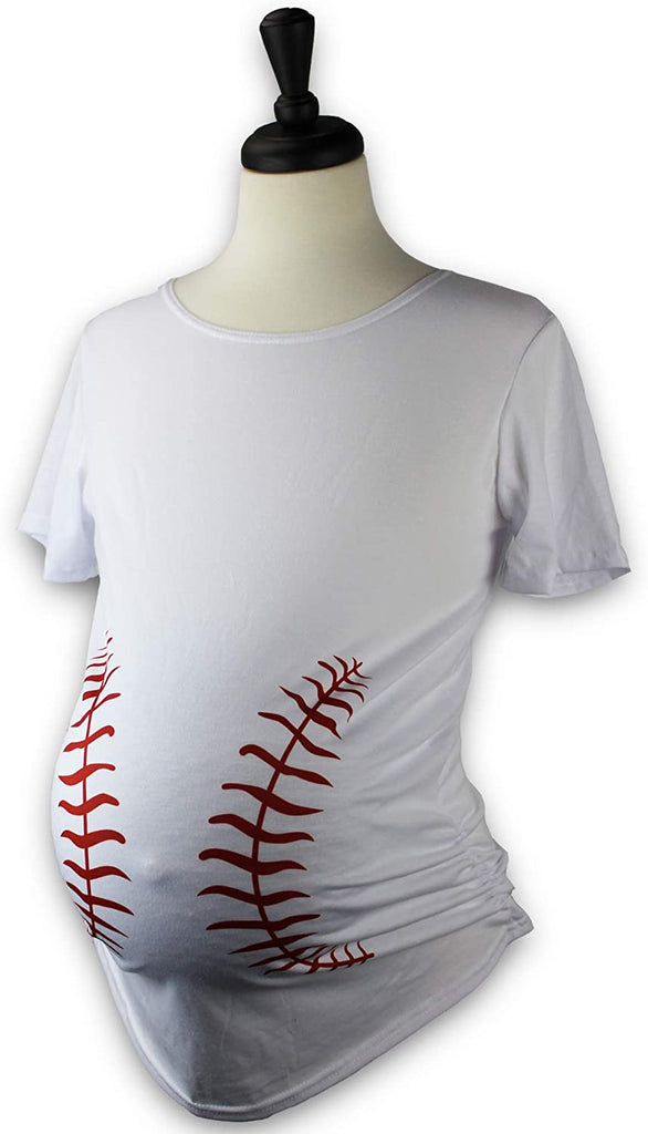 Urbanifi Maternity Women Baseball Short Sleeved Shirt for Mom Fans T Shirt Apparel Tshirt Gifts Team (x-Large) White