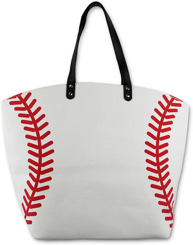 KnitPopShop Basketball, Baseball, Football, Softball, Sports, Canvas Tote Bag Handbag Large Oversized Mom Gift