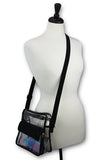 Clear See Through Cross-Body Messenger Bag Clear Purse, Football and Hockey Stadium Approved w Adjustable Strap