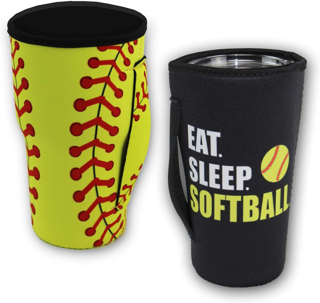 Urbanifi Softball Reusable Tumbler Cup Sleeve Neoprene Insulated Cooler Holder for 30oz-32oz Tumbler Cup Gift (2 Pack, Sleeve Only)
