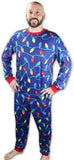 Knitpopshop Matching Family Christmas Lights Pajama Pjs Holiday Set, Kids, Adults, Womens, Mens Custom Red Blue Green