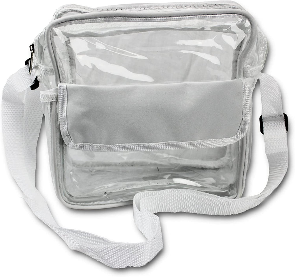Clear See Through Cross-Body Messenger Bag Clear Purse, Football and Hockey Stadium Approved w Adjustable Strap