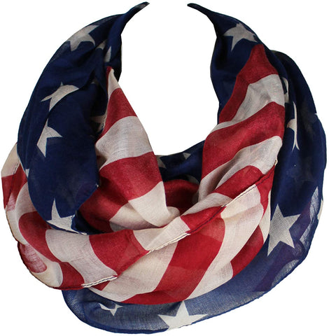 KnitPopShop American Flag summer infinity scarf 4th of July USA