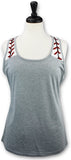 Baseball Tank Top for Mom Fans Sports Games Gifts Teen Women (Grey, Large)