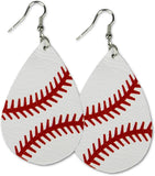 KNITPOPSHOP Leather Baseball Teardrop Earrings Dangle Gift Jewelry Girls Mom Travel Beach