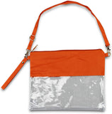 KnitPopShop Clear See Through Clutch Cross-Body Messenger Bag Clear Purse, Football Stadium Approved w Adjustable Strap