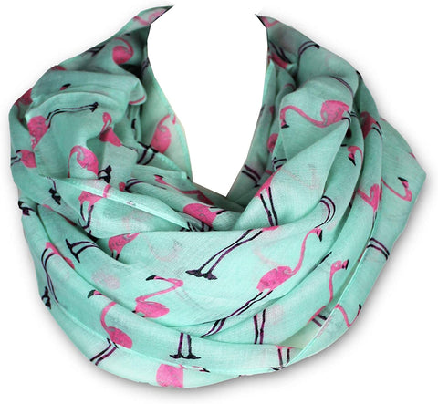 KnitPopShop Flamingo Infinity Scarf Soft (Turquoise and Pink)