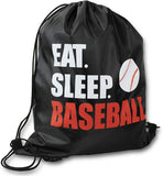 Knitpopshop Eat Sleep Baseball Softball Drawstring Tote Bag Black Mom Coach Dad Players Beach Travel Gift