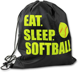 Knitpopshop Eat Sleep Baseball Softball Drawstring Tote Bag Black Mom Coach Dad Players Beach Travel Gift