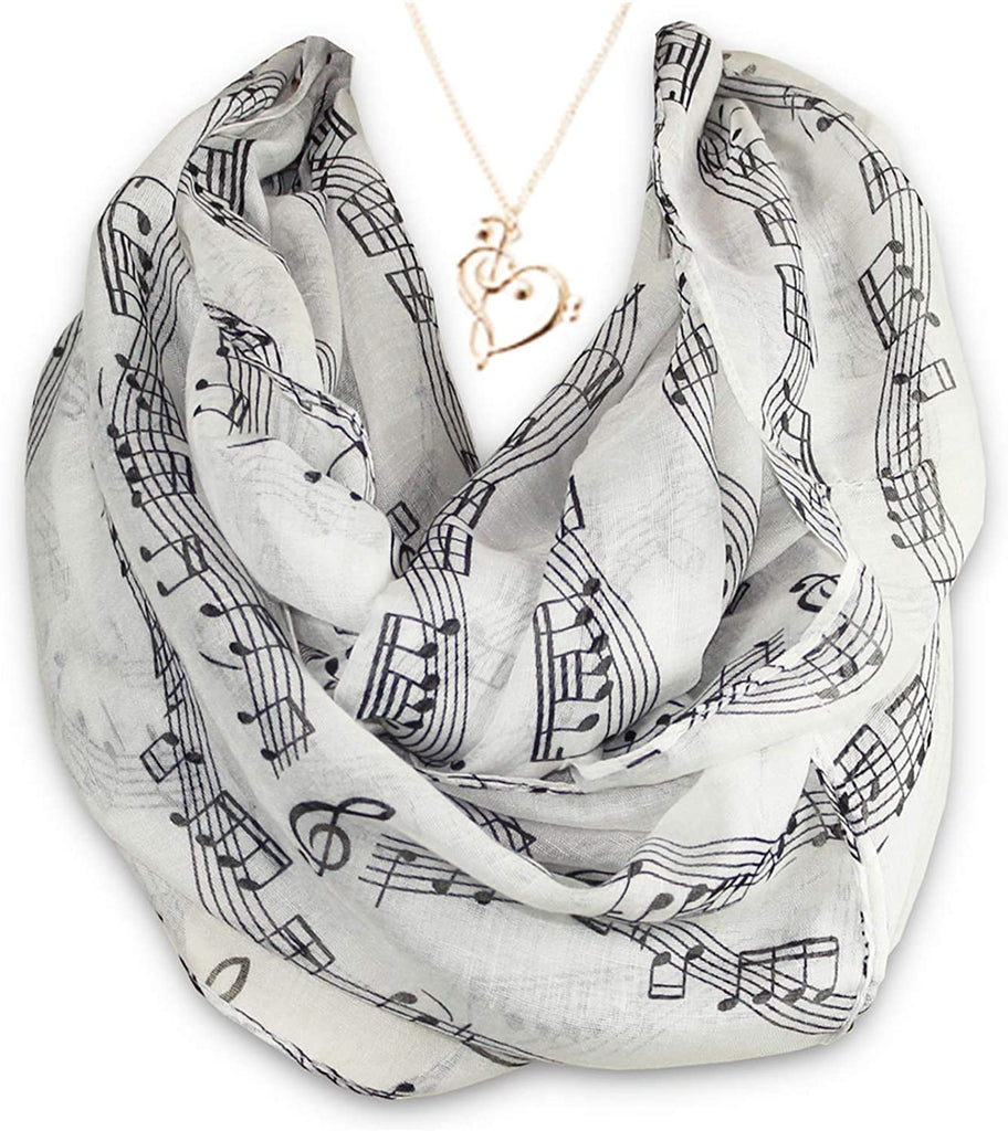 Knitpopshop Music Note Scarf and Music Note Necklace Gift Bundle