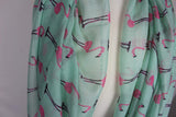 KnitPopShop Flamingo Infinity Scarf Soft (Turquoise and Pink)