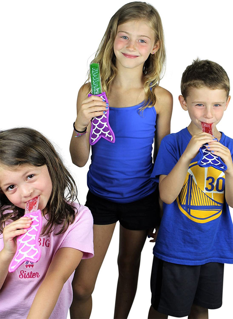 Knitpopshop Mermaid Tail Ice Pop & Popsicle Holder Sleeves- 4 Pack - 100% Neoprene Fabric
