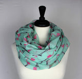 KnitPopShop Flamingo Infinity Scarf Soft (Turquoise and Pink)