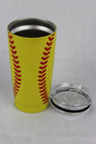 Softball Tumbler Cup 20oz Gift for Mom Men Women, Stainless Steel, Vacuum Insulated, Keeps Water Stay Cold for 24, Hot for 12 hours (20oz, Softball)