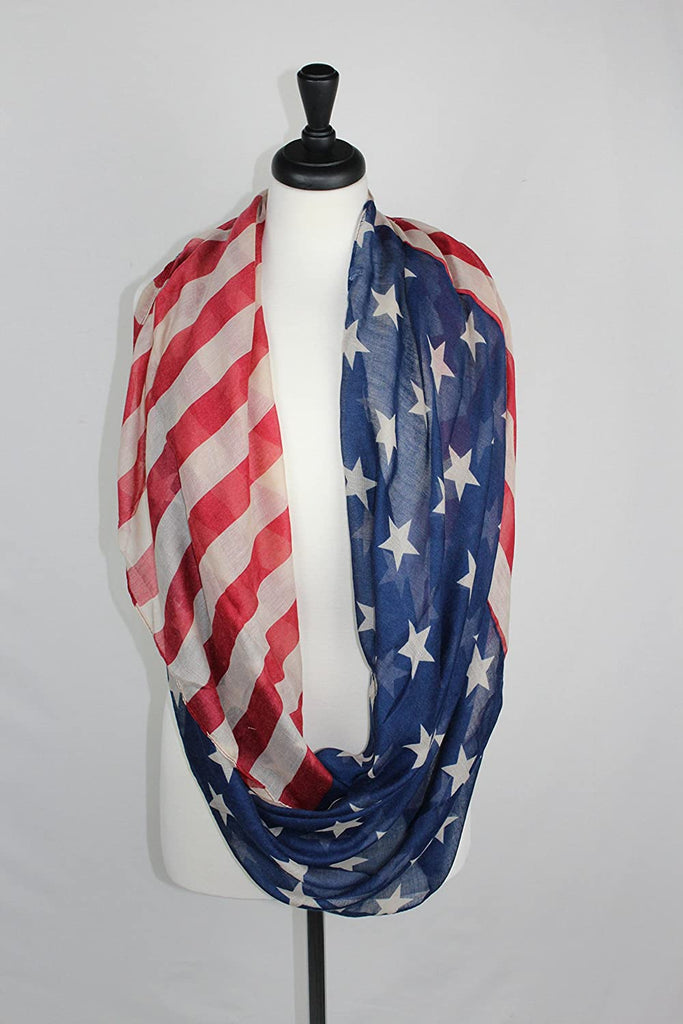 KnitPopShop American Flag summer infinity scarf 4th of July USA