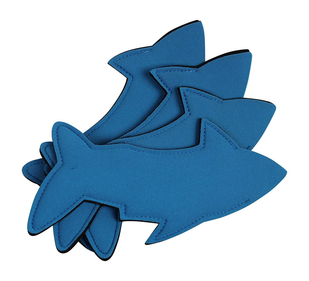 Knitpopshop Blue Shark Fin Ice Pop & Popsicle Holder Sleeves- 4 Pack - 100% Neoprene Fabric