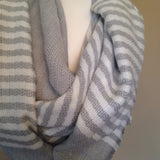 Gray Striped Blanket Scarf by KnitPopShop