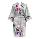 Kimono Silk Bridesmaid Peacock Print Robes