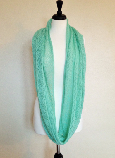 Open weave mint scarf by KnitPopShop