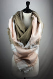 Pink and Beige Plaid Tartan Blanket Scarf by KnitPopShop